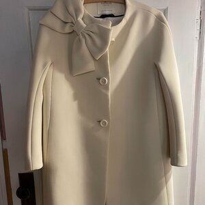 Kate Spade Dorothy Bow Coat, Ivory, Size 8